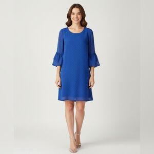 NWT Bell Sleeve Textured Dot Shift Dress Sz 6